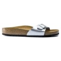 Klapki damskie Birkenstock Madrid Birko-Flor Silver srebrne regular szerokie (0040411) 36.0