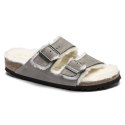 Klapki damskie/męskie ocieplane Birkenstock Arizona Shearling Stone Coin zamsz z wełną owczą regular szerokie (1017402) 43.0