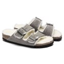 Klapki damskie/męskie ocieplane Birkenstock Arizona Shearling Stone Coin zamsz z wełną owczą regular szerokie (1017402) 43.0