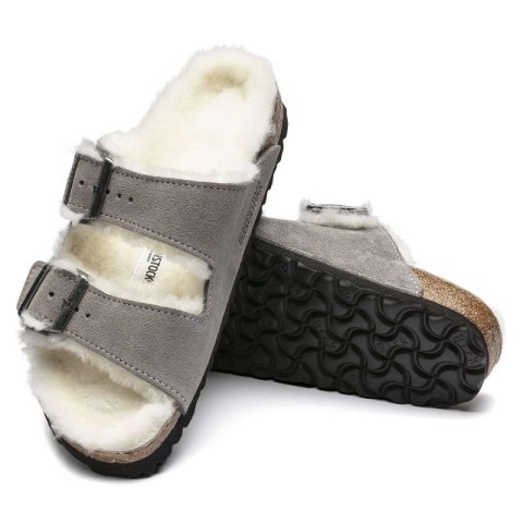 Klapki damskie/męskie ocieplane Birkenstock Arizona Shearling Stone Coin zamsz z wełną owczą regular szerokie (1017402) 45.0 Klapki damskie/męskie ocieplane Birkenstock Arizona Shearling Stone Coin zamsz z wełną owczą regular szerokie (1017402) 45.0