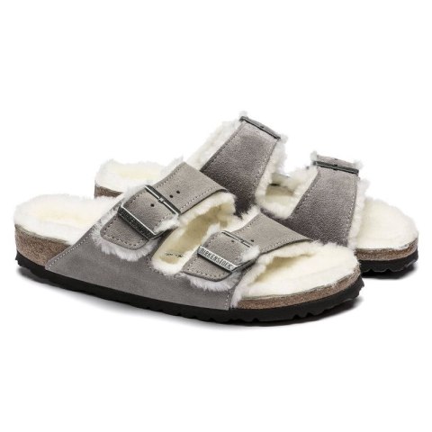 Klapki damskie/męskie ocieplane Birkenstock Arizona Shearling Stone Coin zamsz z wełną owczą narrow wąskie (1017403) 45.0 Klapki damskie/męskie ocieplane Birkenstock Arizona Shearling Stone Coin zamsz z wełną owczą narrow wąskie (1017403) 45.0