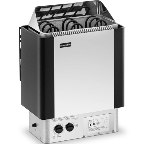 Piec do sauny elektryczny z wbudowanym sterowaniem 3-6 m3 do 110C 400 V 4.5 kW srebrno-czarny Piec do sauny elektryczny z wbudowanym sterowaniem 3-6 m3 do 110C 400 V 4.5 kW srebrno-czarny