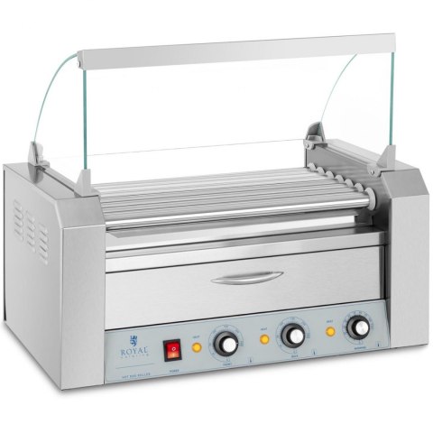 Podgrzewacz grill rolkowy do parówek hot-dogów z szufladą i osłoną - 7 rolek Podgrzewacz grill rolkowy do parówek hot-dogów z szufladą i osłoną - 7 rolek