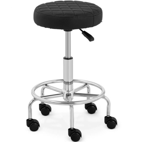 Taboret stołek hoker kosmetyczny z podnóżkiem na kółkach Stuttgart do 150 kg czarny Taboret stołek hoker kosmetyczny z podnóżkiem na kółkach Stuttgart do 150 kg czarny