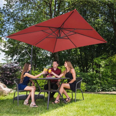 Parasol ogrodowy na wysięgniku kwadratowy 250 x 250 cm bordowy Parasol ogrodowy na wysięgniku kwadratowy 250 x 250 cm bordowy