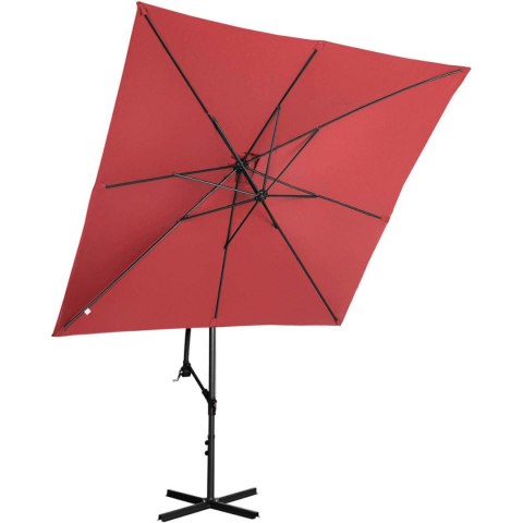 Parasol ogrodowy na wysięgniku kwadratowy 250 x 250 cm bordowy Parasol ogrodowy na wysięgniku kwadratowy 250 x 250 cm bordowy