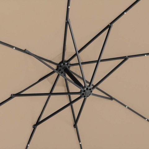 Parasol ogrodowy na wysięgniku okrągły uchylny z oświetleniem LED śr. 300 cm szarobrązowy Parasol ogrodowy na wysięgniku okrągły uchylny z oświetleniem LED śr. 300 cm szarobrązowy
