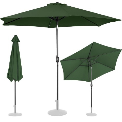 Parasol ogrodowy okrągły duży uchylny z korbką śr. 300 cm zielony Parasol ogrodowy okrągły duży uchylny z korbką śr. 300 cm zielony