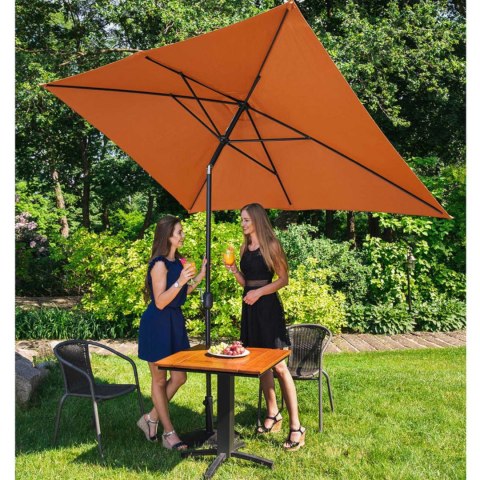 Parasol ogrodowy prostokątny uchylny z korbką 200 x 300 cm pomarańczowy Parasol ogrodowy prostokątny uchylny z korbką 200 x 300 cm pomarańczowy