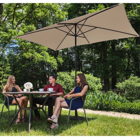 Parasol ogrodowy prostokątny z korbką 200 x 300 cm kremowy Parasol ogrodowy prostokątny z korbką 200 x 300 cm kremowy