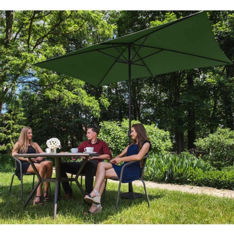 Parasol ogrodowy prostokątny z korbką 200 x 300 cm zielony Parasol ogrodowy prostokątny z korbką 200 x 300 cm zielony