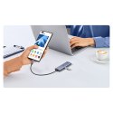 6w1 HUB Adapter USB-C - HDMI / USB-A / czytnik kart SD TF - szary