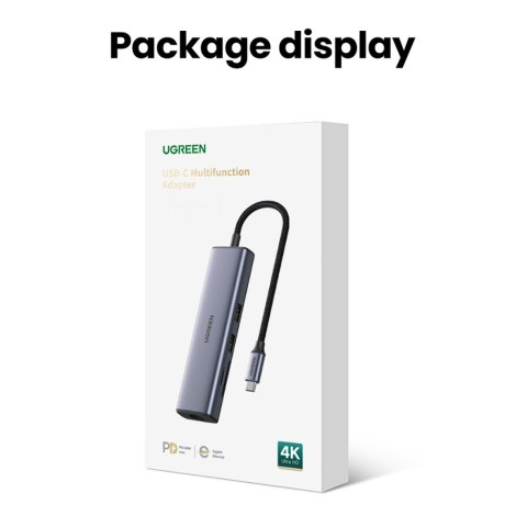 HUB Adapter USB-C - USB-A / HDMI / RJ45 / czytnik kart SD i TF / USB-C PD 100W - szary HUB Adapter USB-C - USB-A / HDMI / RJ45 / czytnik kart SD i TF / USB-C PD 100W - szary