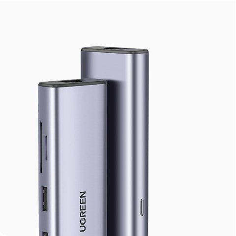 HUB Adapter USB-C - USB-A / HDMI / RJ45 / czytnik kart SD i TF / USB-C PD 100W - szary HUB Adapter USB-C - USB-A / HDMI / RJ45 / czytnik kart SD i TF / USB-C PD 100W - szary