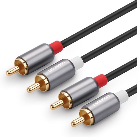 Kabel przewód audio 2RCA (męski) - 2RCA (męski) 2m - szary Kabel przewód audio 2RCA (męski) - 2RCA (męski) 2m - szary