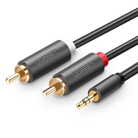 Kabel przewód audio 3.5 mm mini jack (męski) - 2RCA (męski) 1m - szary Kabel przewód audio 3.5 mm mini jack (męski) - 2RCA (męski) 1m - szary