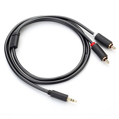 Kabel przewód audio 3.5 mm mini jack (męski) - 2RCA (męski) 1m - szary Kabel przewód audio 3.5 mm mini jack (męski) - 2RCA (męski) 1m - szary