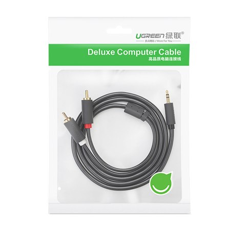 Kabel przewód audio 3.5 mm mini jack (męski) - 2RCA (męski) 1m - szary Kabel przewód audio 3.5 mm mini jack (męski) - 2RCA (męski) 1m - szary