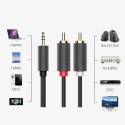 Kabel przewód audio 3.5 mm mini jack (męski) - 2RCA (męski) 1m - szary