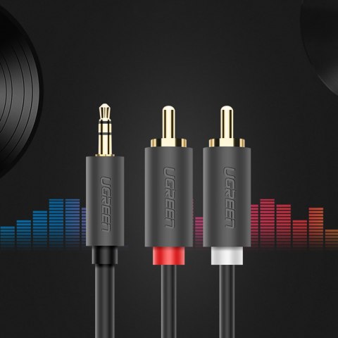 Kabel przewód audio 3.5 mm mini jack (męski) - 2RCA (męski) 1m - szary Kabel przewód audio 3.5 mm mini jack (męski) - 2RCA (męski) 1m - szary