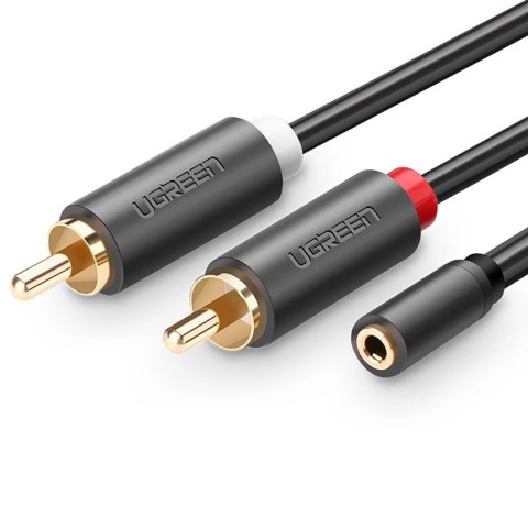 Kabel przewód audio mini jack 3.5mm (żeński) - 2RCA (męski) 1m - szary Kabel przewód audio mini jack 3.5mm (żeński) - 2RCA (męski) 1m - szary