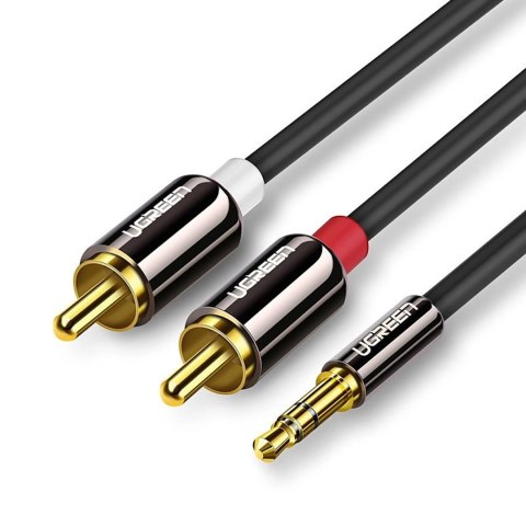Kabel przewód audio mini jack (męski) - 2RCA (męski) 1m - czarny Kabel przewód audio mini jack (męski) - 2RCA (męski) 1m - czarny