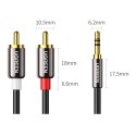 Kabel przewód audio mini jack (męski) - 2RCA (męski) 1m - czarny