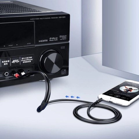 Kabel przewód audio mini jack (męski) - 2RCA (męski) 1m - czarny Kabel przewód audio mini jack (męski) - 2RCA (męski) 1m - czarny