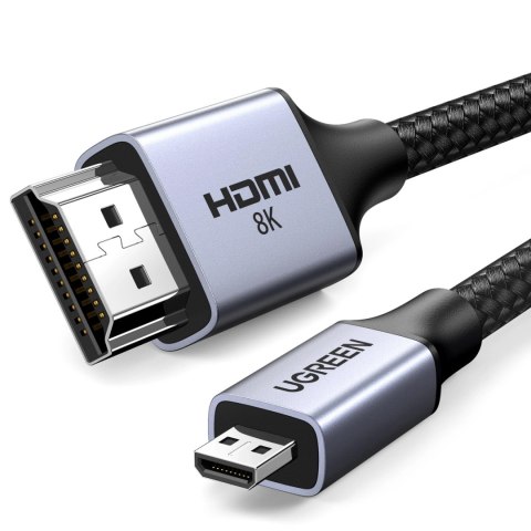 Kabel przewód micro HDMI - HDMI 2.1 8K 1m - szary Kabel przewód micro HDMI - HDMI 2.1 8K 1m - szary