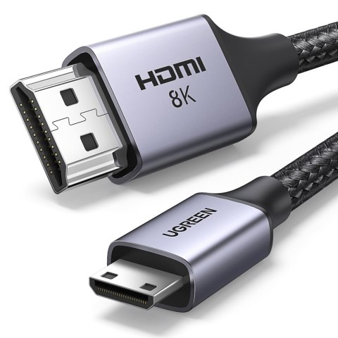 Kabel przewód mini HDMI - HDMI 2.1 8K 1m - szary Kabel przewód mini HDMI - HDMI 2.1 8K 1m - szary