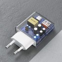 Ładowarka sieciowa GaN 30W USB-A - USB-C z kablem USB-C - biała