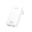 Ładowarka sieciowa podróżna ultracienka GaN 65W USB-A USB-C PD EU / US - biała