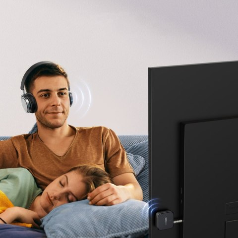 Nadajnik odbiornik audio Bluetooth 5.2 TX RX mini Jack USB-C RCA - czarny Nadajnik odbiornik audio Bluetooth 5.2 TX RX mini Jack USB-C RCA - czarny