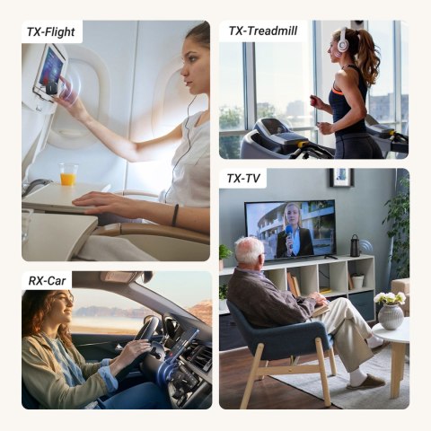 Nadajnik odbiornik audio Bluetooth 5.2 TX RX mini Jack USB-C RCA - czarny Nadajnik odbiornik audio Bluetooth 5.2 TX RX mini Jack USB-C RCA - czarny
