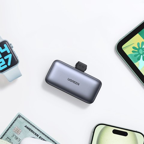 Powerbank 5000mAh zintegrowane złącze USB-C (męski) / USB-C (żeński) - szary Powerbank 5000mAh zintegrowane złącze USB-C (męski) / USB-C (żeński) - szary