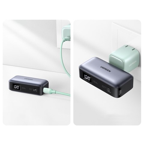 Powerbank 5000mAh zintegrowane złącze USB-C (męski) / USB-C (żeński) - szary Powerbank 5000mAh zintegrowane złącze USB-C (męski) / USB-C (żeński) - szary