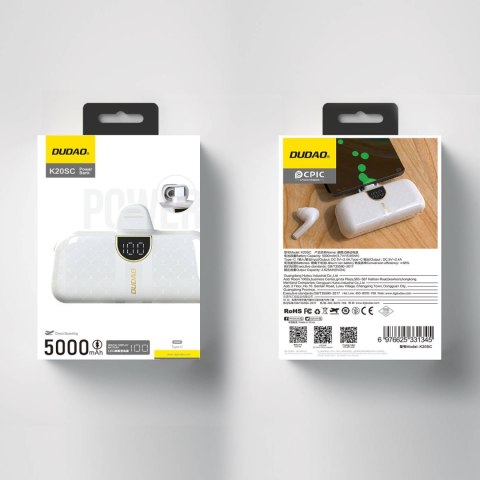 Powerbank mini 5000mAh mini 2x USB-C - biały Powerbank mini 5000mAh mini 2x USB-C - biały
