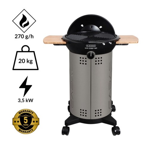 Grill gazowy na kółkach CADAC City Chef 49cm z bocznymi półkami Grill gazowy na kółkach CADAC City Chef 49cm z bocznymi półkami