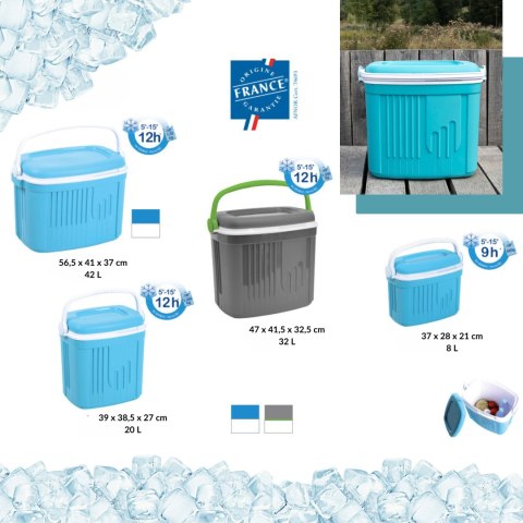 Lodówka turystyczna 20L KAMAI ICEBERG na wkłady mrożące, ciemno-szara z zieloną rączką Lodówka turystyczna 20L KAMAI ICEBERG na wkłady mrożące, ciemno-szara z zieloną rączką