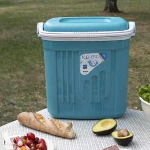 Lodówka turystyczna 20L KAMAI ICEBERG na wkłady mrożące, turkusowa z białą rączką Lodówka turystyczna 20L KAMAI ICEBERG na wkłady mrożące, turkusowa z białą rączką