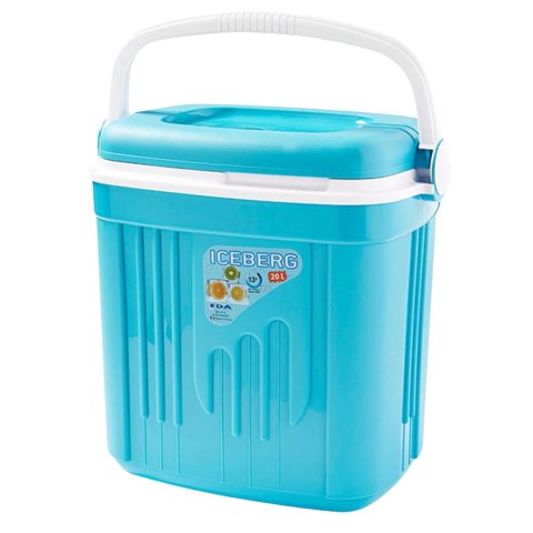 Lodówka turystyczna 20L KAMAI ICEBERG na wkłady mrożące, turkusowa z białą rączką Lodówka turystyczna 20L KAMAI ICEBERG na wkłady mrożące, turkusowa z białą rączką