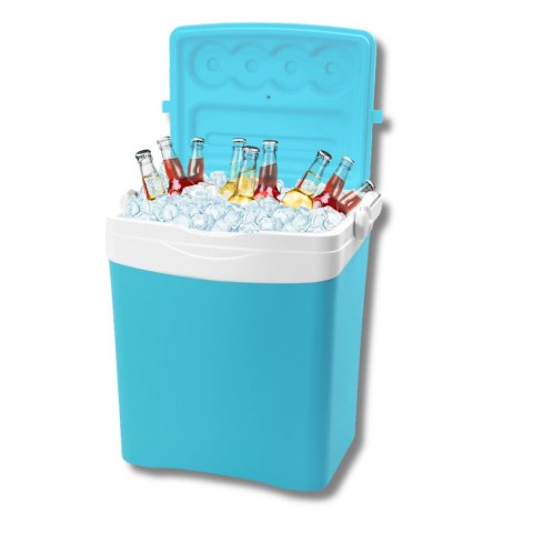 Lodówka turystyczna 25L KAMAI TROPIC na wkłady mrożące, turkusowa z białą rączką Lodówka turystyczna 25L KAMAI TROPIC na wkłady mrożące, turkusowa z białą rączką