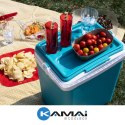 Lodówka turystyczna 25L KAMAI TROPIC na wkłady mrożące, turkusowa z białą rączką