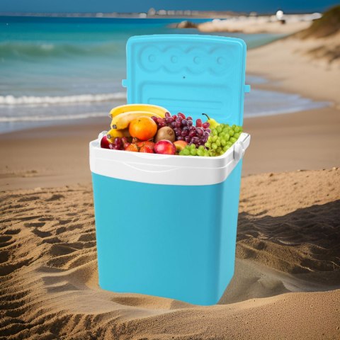 Lodówka turystyczna 25L KAMAI TROPIC na wkłady mrożące, turkusowa z białą rączką Lodówka turystyczna 25L KAMAI TROPIC na wkłady mrożące, turkusowa z białą rączką
