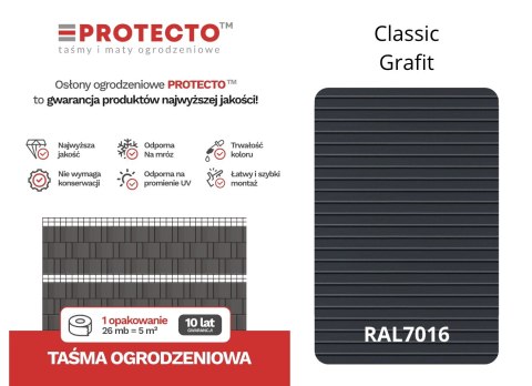 Taśma ogrodzeniowa 52mb Thermoplast® CLASSIC LINE 9,5cm GRAFIT Taśma ogrodzeniowa 52mb Thermoplast® CLASSIC LINE 9,5cm GRAFIT