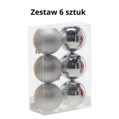 EKSKLUZYWNY ZESTAW 6 BOMBEK CHOINKOWYCH 8 CM - SREBRNY EKSKLUZYWNY ZESTAW 6 BOMBEK CHOINKOWYCH 8 CM - SREBRNY