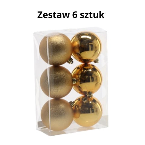 EKSKLUZYWNY ZESTAW 6 BOMBEK CHOINKOWYCH 8 CM - ZŁOTY EKSKLUZYWNY ZESTAW 6 BOMBEK CHOINKOWYCH 8 CM - ZŁOTY