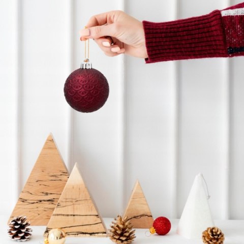 Komplet 19 Bombek Choinkowych Kamai Christmas Decoration® - Kolor Burgund z Gwiazdą na Czubek Komplet 19 Bombek Choinkowych Kamai Christmas Decoration® - Kolor Burgund z Gwiazdą na Czubek