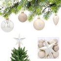 Komplet 19 Bombek Choinkowych Kamai Christmas Decoration® - Kolor Szampański z Gwiazdą na Czubek