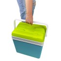 Lodówka turystyczna 24L KAMAI EDA na wkłady mrożące, turkusowa z białą rączką i zieloną pokrywą